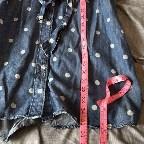 Velvet Heart sz M Polka Dot Denim Button down shirt Dress GUC B928 - Picture 8 of 10
